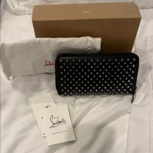 Christian Louboutin Black Studded Zip Wallet